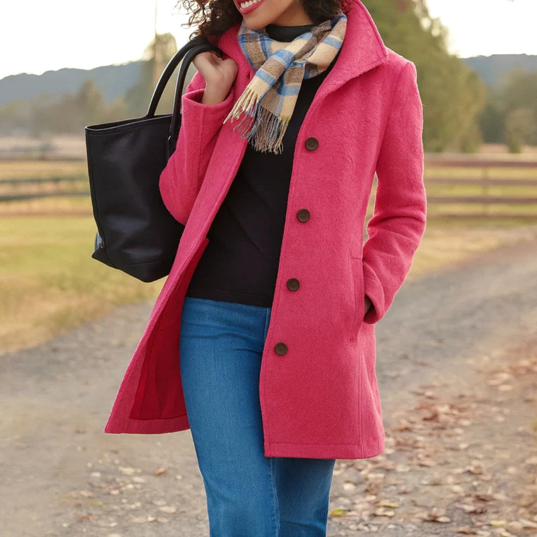 Susan | Women's Classic Button-Front Winter Coat, Tailored Autumn Coat | Bella Blue