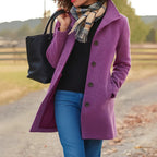 Susan | Women's Classic Button-Front Winter Coat, Tailored Autumn Coat | Bella Blue