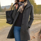 Susan | Women's Classic Button-Front Winter Coat, Tailored Autumn Coat | Bella Blue
