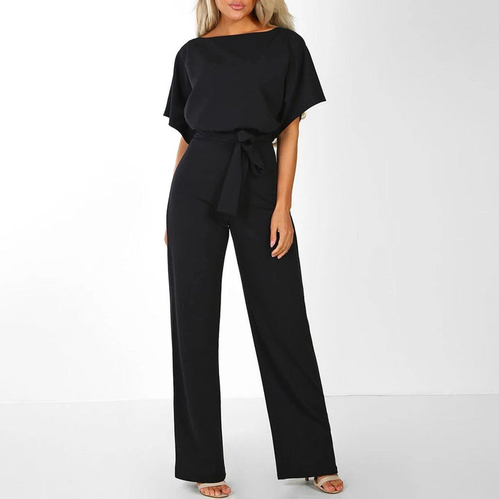 Sutton | Women's Tie-Front Batwing Jumpsuit - Black