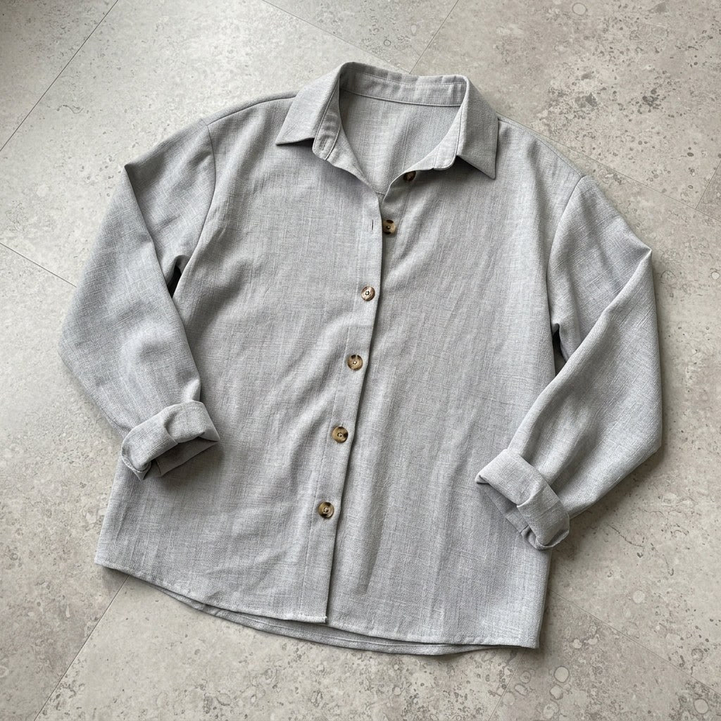 Suzanne | Women's Linen Blend Blouse with Classic Collar, Relaxed Fit Shirt | Bella Blue