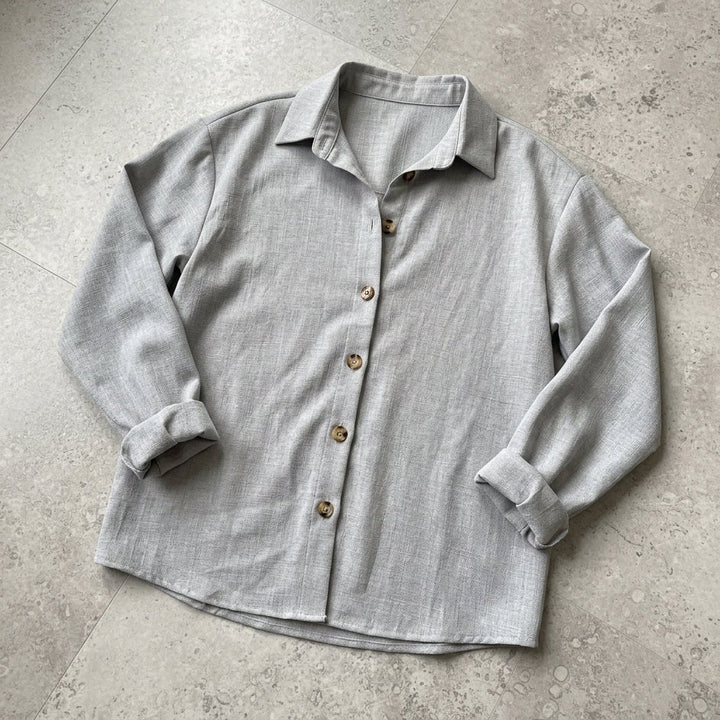 Suzanne | Women's Linen Blend Blouse with Classic Collar, Relaxed Fit Shirt | Bella Blue