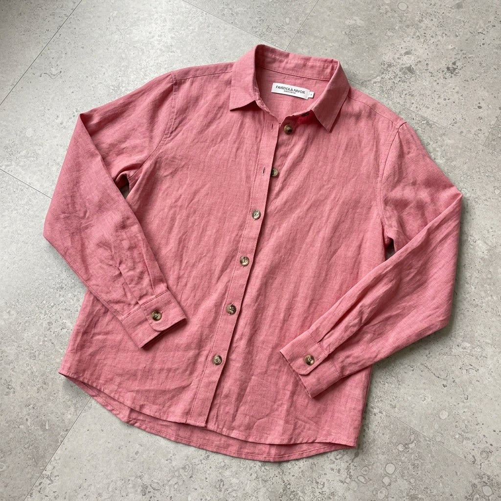 Suzanne | Women's Linen Blend Blouse with Classic Collar, Relaxed Fit Shirt | Bella Blue