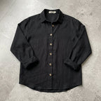 Suzanne | Women's Linen Blend Blouse with Classic Collar, Relaxed Fit Shirt | Bella Blue