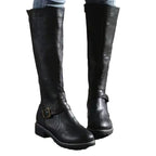 Sylvia | Women's Orthopedic Leather Knee-High Boots, Block Heel Autumn Boots | Bella Blue