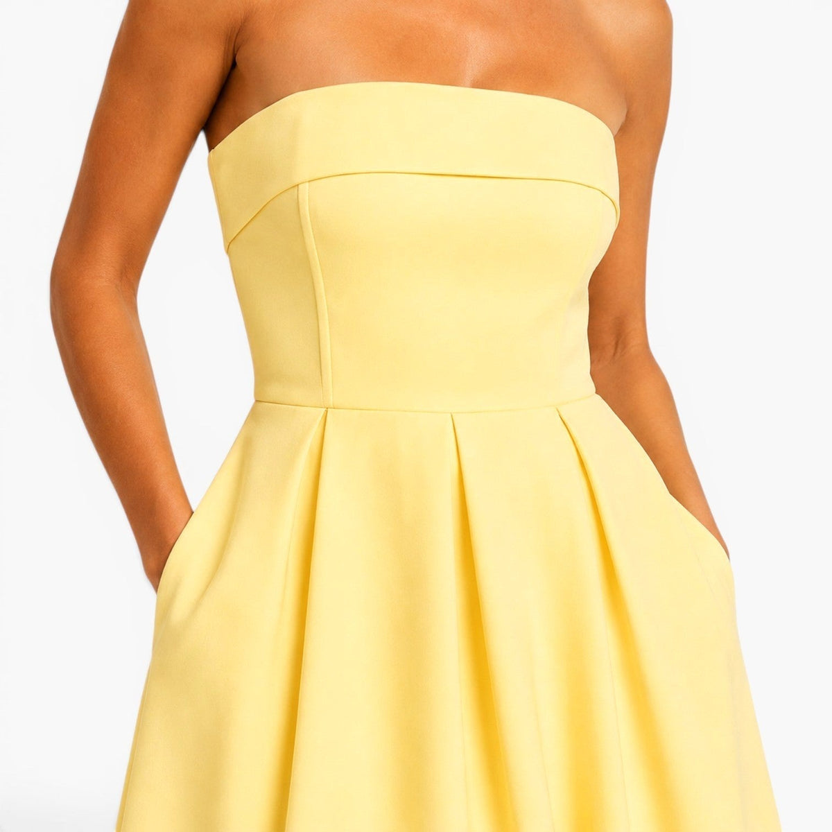 Tessa | Women's Pleated Midi Dress, Strapless Occasion Dress | Bella Blue