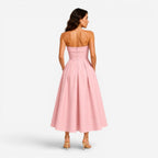 Tessa | Women's Pleated Midi Dress, Strapless Occasion Dress | Bella Blue