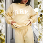 Thea | Women's Mock Neck Knit Sweatshirt, Varsity Letter Jumper | Bella Blue