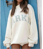Thea | Women's Mock Neck Knit Sweatshirt, Varsity Letter Jumper | Bella Blue