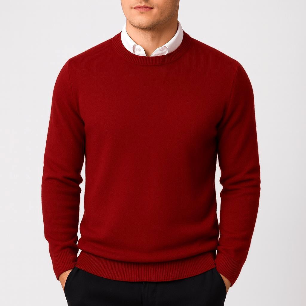 Theo | Men's Cashmere Crew Neck Jumper, Soft Luxury Knit | Bella Blue