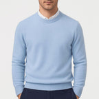Theo | Men's Cashmere Crew Neck Jumper, Soft Luxury Knit | Bella Blue