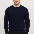 Theo | Men's Cashmere Crew Neck Jumper, Soft Luxury Knit | Bella Blue