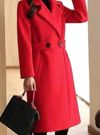 Theresa | Women's Longline Belted Coat with Notch Lapel, Tailored Autumn Coat | Bella Blue | Camel