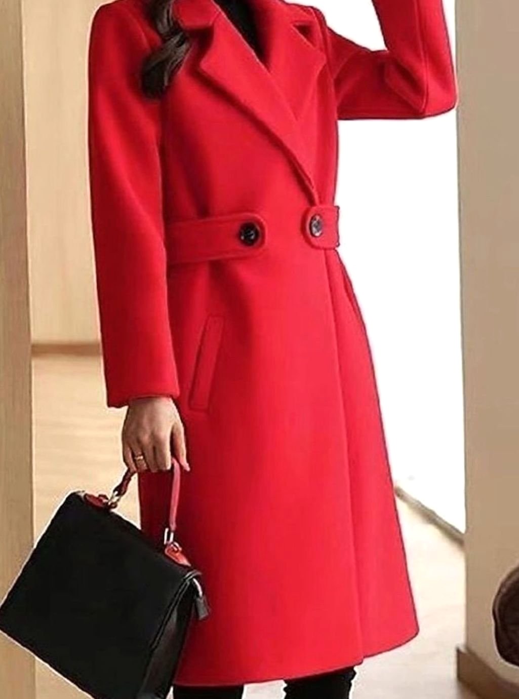 Theresa | Women's Longline Belted Coat with Notch Lapel, Tailored Autumn Coat | Bella Blue | Camel