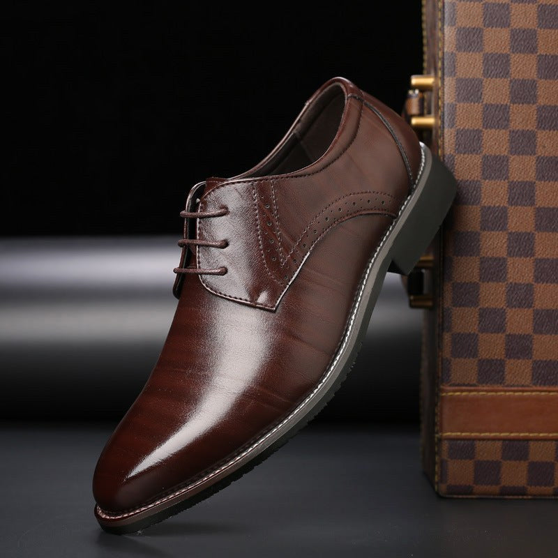 Thomas | Men's Lace-Up Shoes with Brogue Details, Elegant Business Shoes | Bella Blue | Black