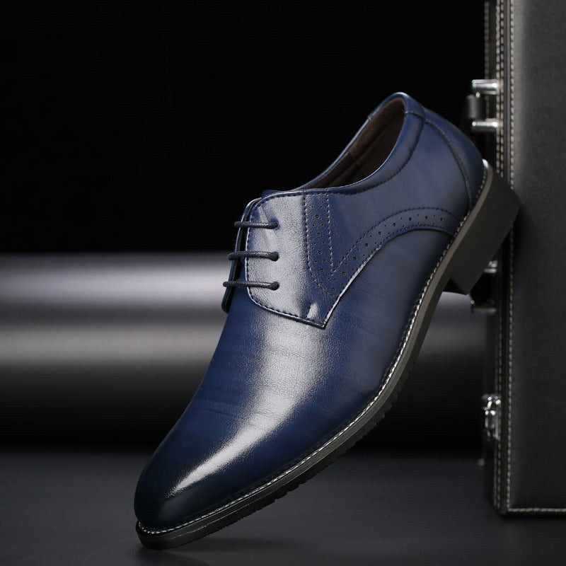 Thomas | Men's Lace-Up Shoes with Brogue Details, Elegant Business Shoes | Bella Blue | Black