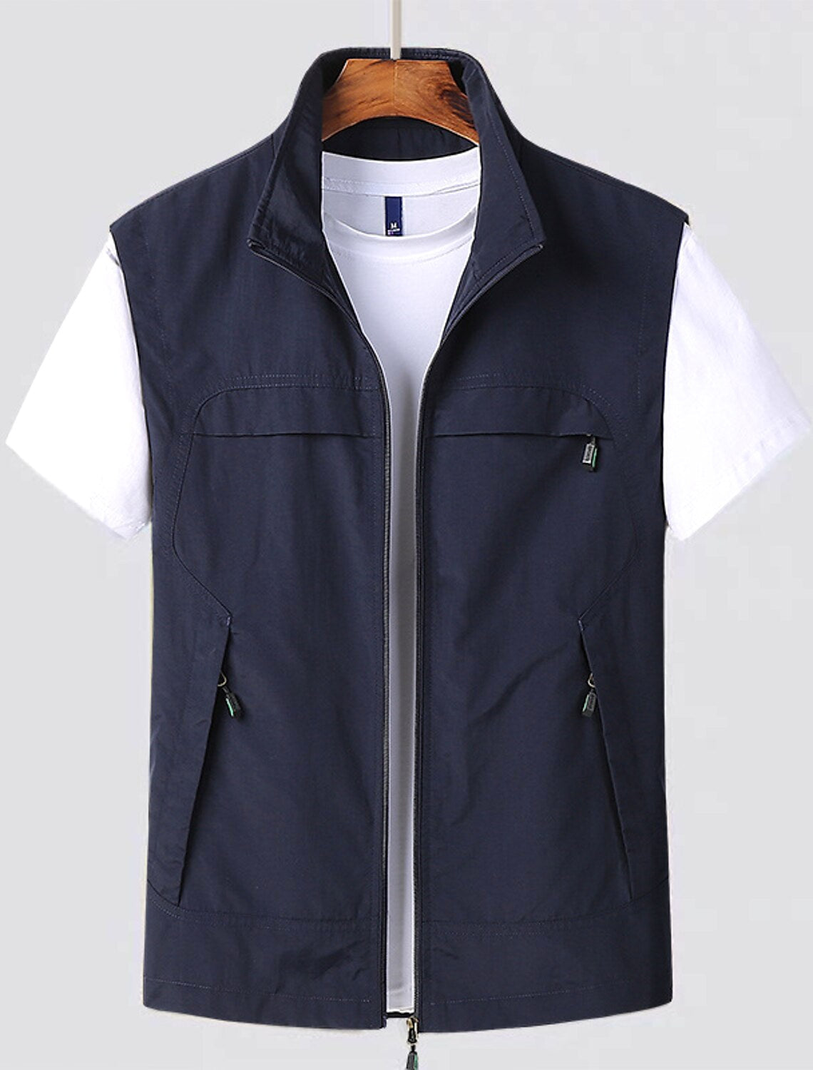 Tobias | Men's Waistcoat with Stand Collar, Quick-Dry & Breathable Functional Gilet | Bella Blue | Navy Blue