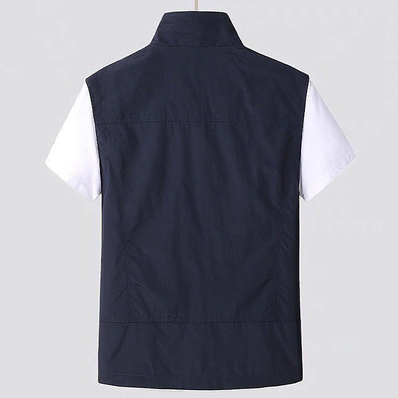 Tobias | Men's Waistcoat with Stand Collar, Quick-Dry & Breathable Functional Gilet | Bella Blue | Navy Blue