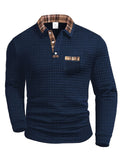 Torsten | Men's Polo Shirt with Check Pattern, Classic Check Polo Shirt | Bella Blue | Dark Blue
