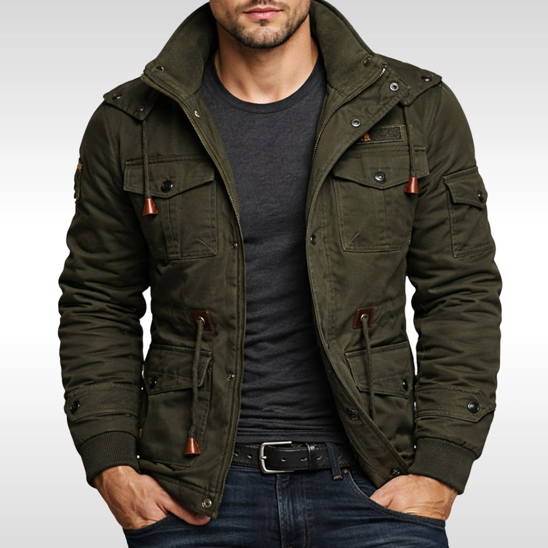 Trevor | Men's Insulated Winter Jacket, Practical Warmth Coat | Bella Blue | Green