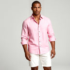Trevor | Men's Long Sleeve Linen Shirt, Vintage Tailored Shirt | Bella Blue