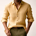 Trevor | Men's Long Sleeve Linen Shirt, Vintage Tailored Shirt | Bella Blue
