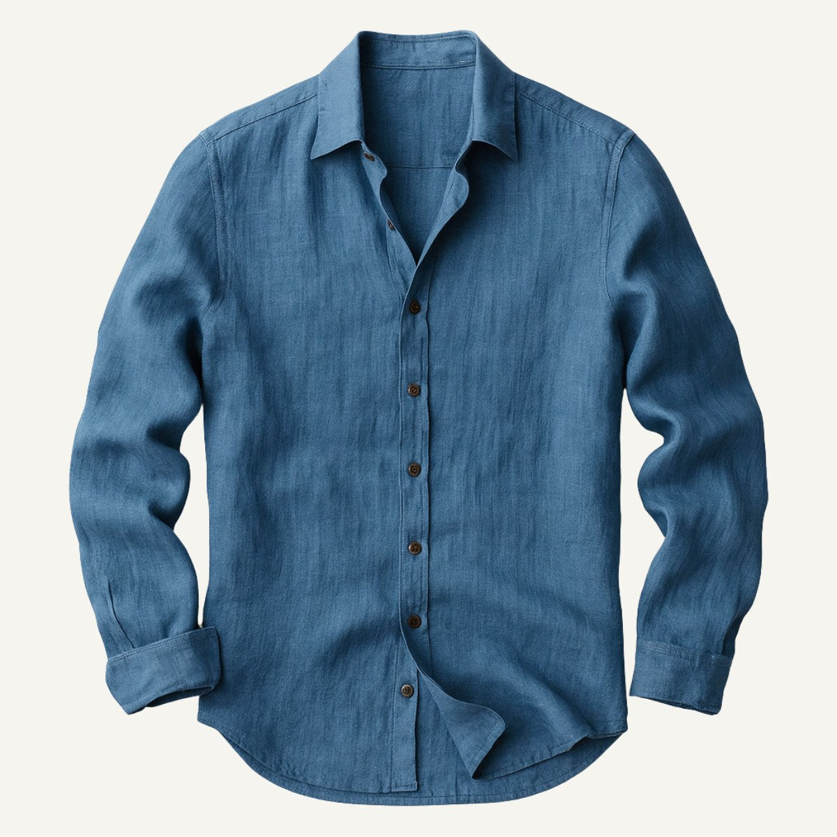 Trevor | Men's Long Sleeve Linen Shirt, Vintage Tailored Shirt | Bella Blue | Khaki