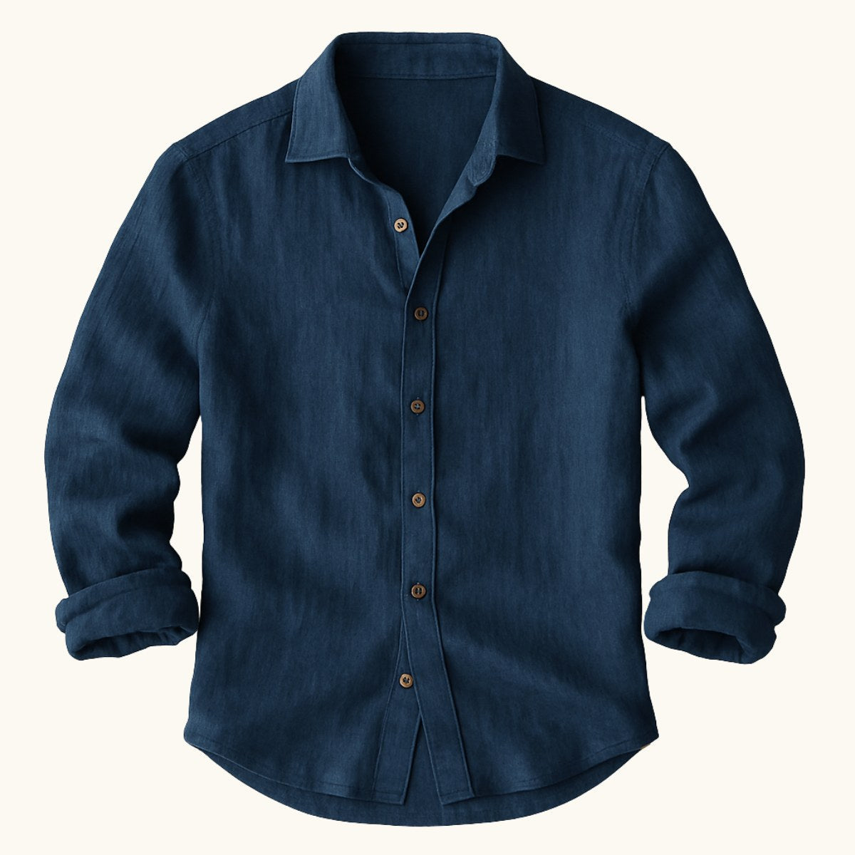 Trevor | Men's Long Sleeve Linen Shirt, Vintage Tailored Shirt | Bella Blue | Navy Blue