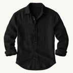 Trevor | Men's Long Sleeve Linen Shirt, Vintage Tailored Shirt | Bella Blue