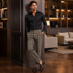 Tristan | Men's Checked Slim Fit Trousers, Smart Casual Trousers | Bella Blue