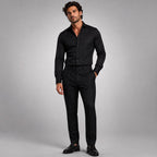 Tristan | Men's Checked Slim Fit Trousers, Smart Casual Trousers | Bella Blue | Dark Gray