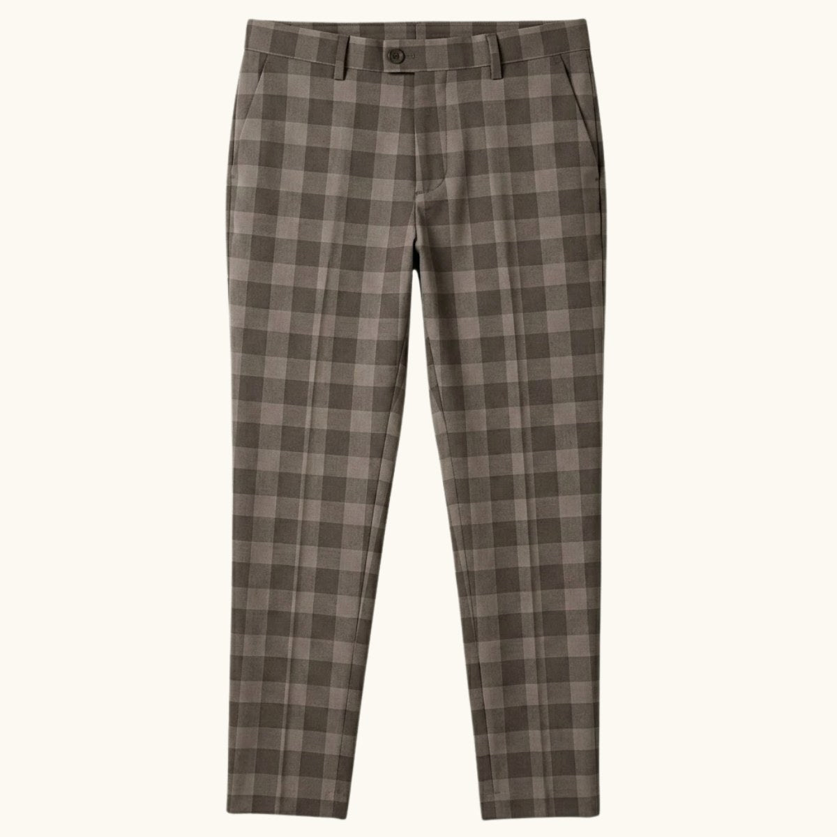 Tristan | Men's Checked Slim Fit Trousers, Smart Casual Trousers | Bella Blue | Khaki