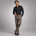 Tristan | Men's Checked Slim Fit Trousers, Smart Casual Trousers | Bella Blue | Gray