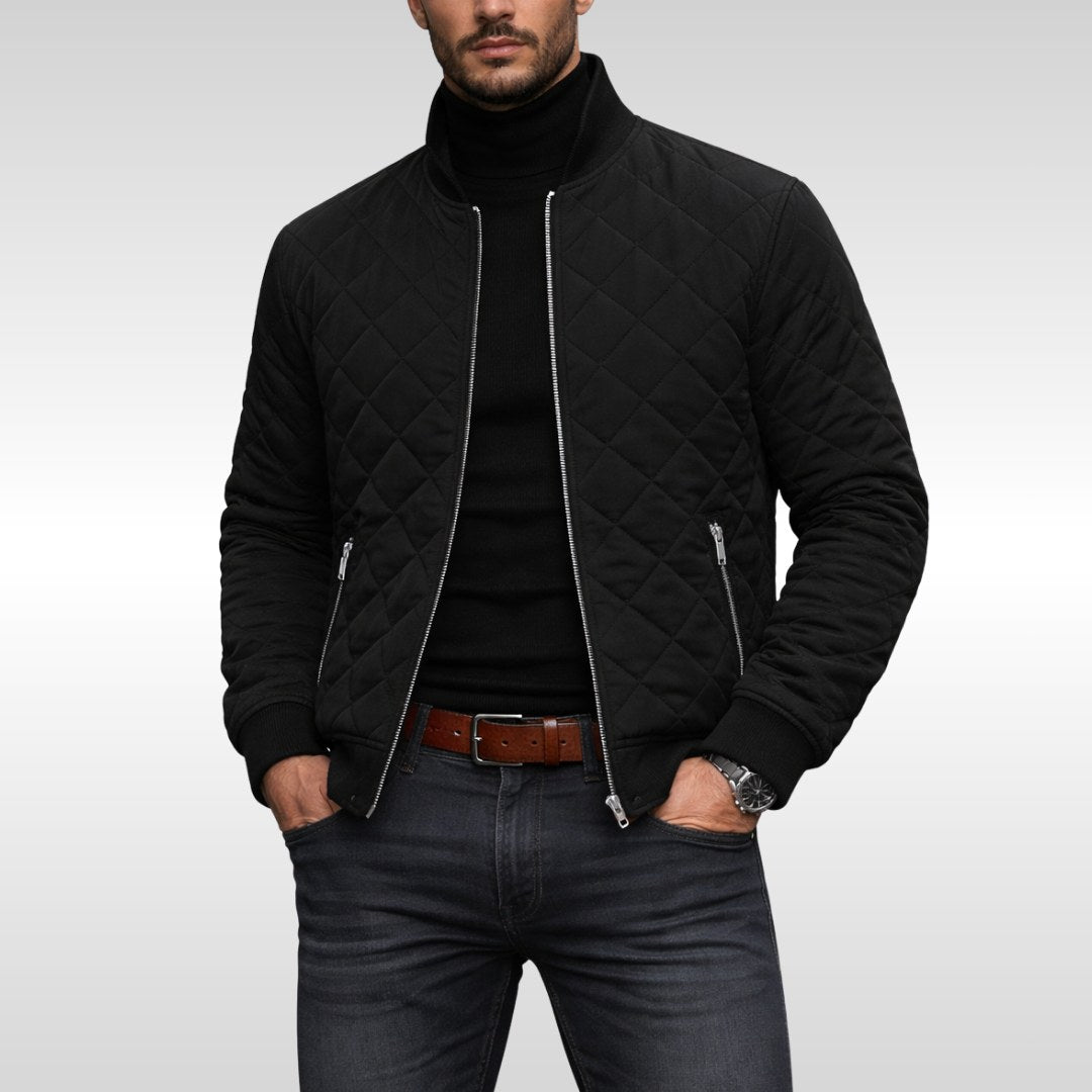 Tristan | Men's Quilted Jacket, Lightweight Autumn Coat | Bella Blue | Black
