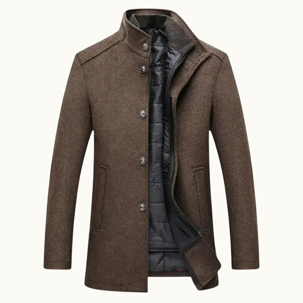 Tucker | Men's Wool Blend Tailored Trench Coat, Classic Formal Coat | Bella Blue
