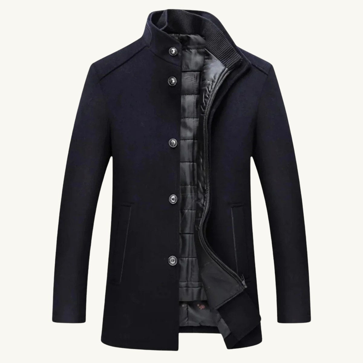 Tucker | Men's Wool Blend Tailored Trench Coat, Classic Formal Coat | Bella Blue