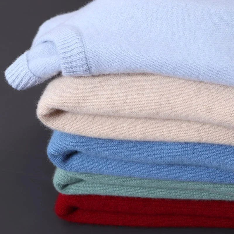 Tyler | Men's Cashmere-Blend Crew Neck Jumper, Classic Knitted Jumper | Bella Blue