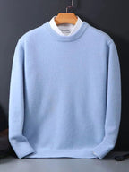 Tyler | Men's Cashmere-Blend Crew Neck Jumper, Classic Knitted Jumper | Bella Blue