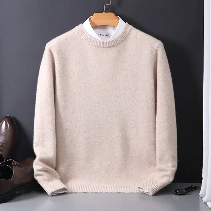 Tyler | Men's Cashmere-Blend Crew Neck Jumper, Classic Knitted Jumper | Bella Blue