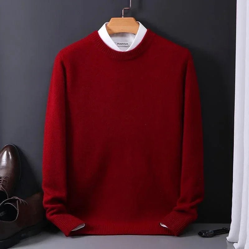 Tyler | Men's Cashmere-Blend Crew Neck Jumper, Classic Knitted Jumper | Bella Blue