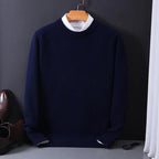Tyler | Men's Cashmere-Blend Crew Neck Jumper, Classic Knitted Jumper | Bella Blue