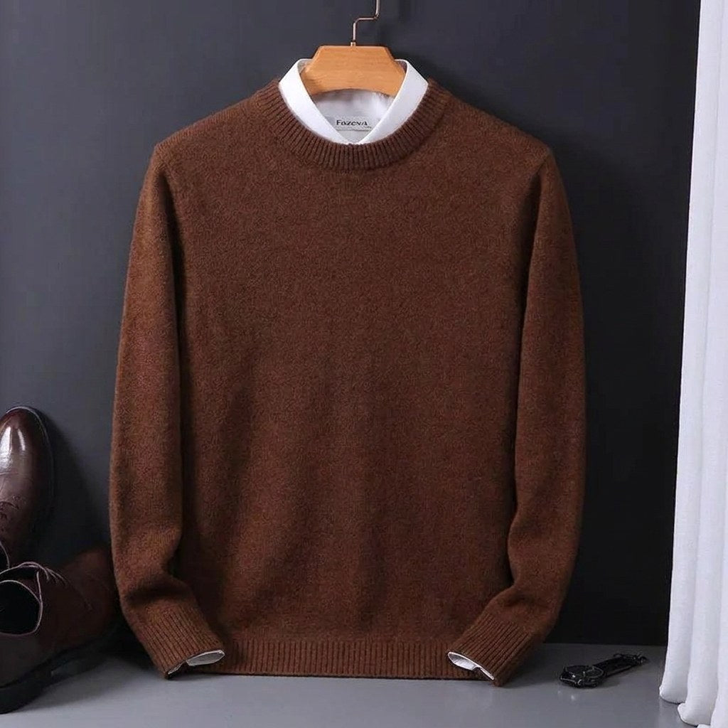 Tyler | Men's Cashmere-Blend Crew Neck Jumper, Classic Knitted Jumper | Bella Blue