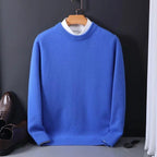 Tyler | Men's Cashmere-Blend Crew Neck Jumper, Classic Knitted Jumper | Bella Blue
