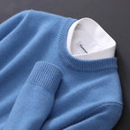 Tyler | Men's Cashmere-Blend Crew Neck Jumper, Classic Knitted Jumper | Bella Blue