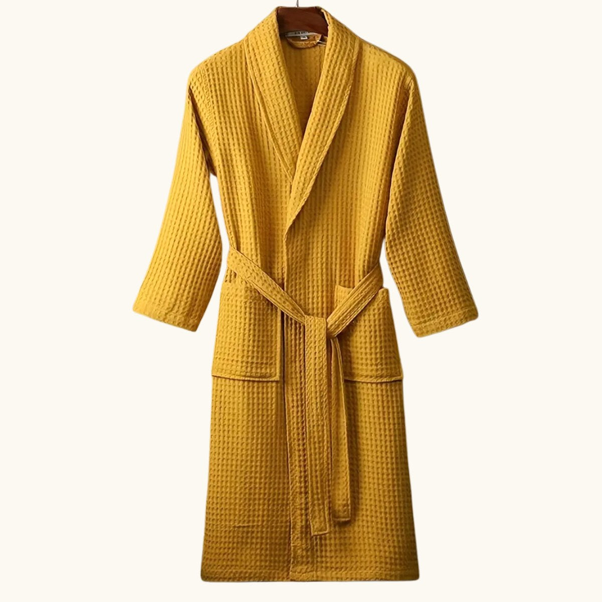 Tyler | Men's Cotton Waffle Lightweight Bathrobe, Spa Robe with Belt | Bella Blue | White