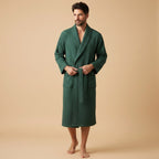Tyler | Men's Cotton Waffle Lightweight Bathrobe, Spa Robe with Belt | Bella Blue