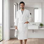 Tyler | Men's Cotton Waffle Lightweight Bathrobe, Spa Robe with Belt | Bella Blue