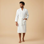 Tyler | Men's Cotton Waffle Lightweight Bathrobe, Spa Robe with Belt | Bella Blue