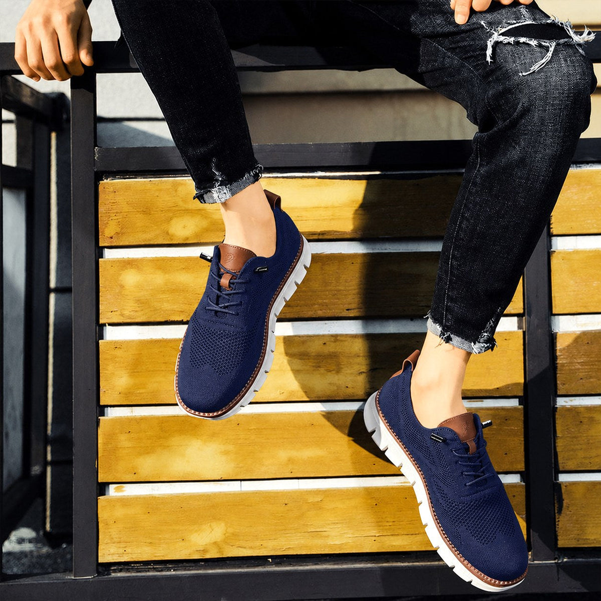 Ulrich | Men's Breathable Everyday Shoes, Comfort Shoes for Daily Use | Bella Blue | Caramel