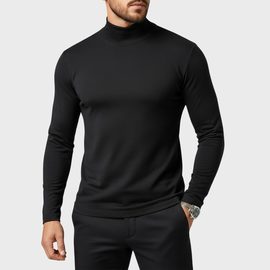Uwe | Men's Turtleneck Jumper with Slim Fit, Elegant Autumn Jumper | Bella Blue | Black